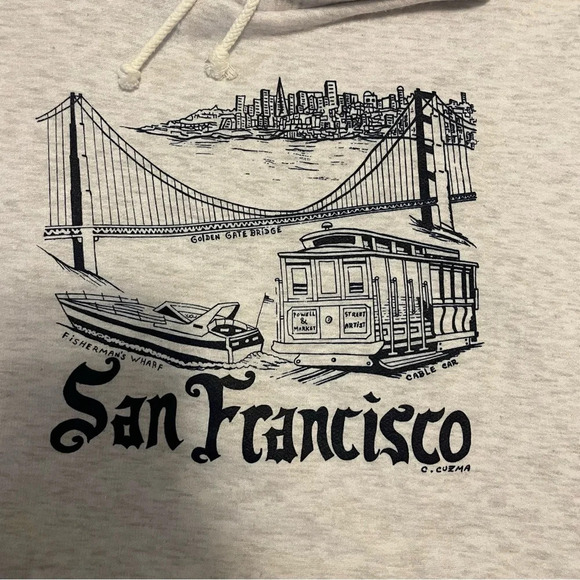 NWOT VTG San Francisco Hoodie Made in USA Skyline Cable Car Golden Gate Mens XL - Picture 3 of 7